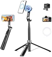 Magnetic Phone Tripod, 70" Selfie Stick Tripod for iPhone Magsafe with Rechargeable Remote & 2 in...