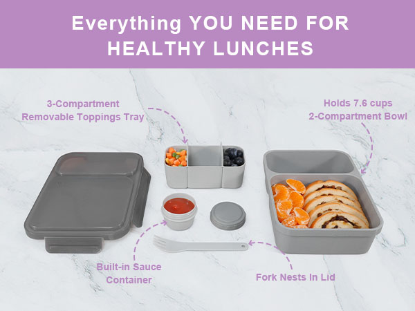 Caperci All-In-One Salad Container Bento Lunch Box Set for Adults