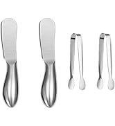 Accfore Spreader Knife Set,4-Piece Cheese and Butter Spreader Knives,Mini Serving Tongs,Stainless...