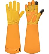 SLARMOR Long-Gardening-Gloves for Women/Men - Thorn Proof Rose Pruning Gloves Heavy Duty Gauntlet-M