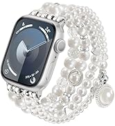 V-MORO Compatible with Apple Watch Band Pearl Series 10(42mm)/9/8/7 41mm/40mm Women Fancy Beaded ...