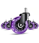 ASHGOOB 3 Inch Office Chair Wheels Set of 5, Heavy Duty Replacement Casters for Hardwood Floor & ...