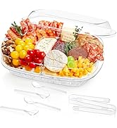 Lifewit Chilled Serving Tray for Parties, 15" Divided Shrimp Cocktail Serving Dish with Lid, Plas...