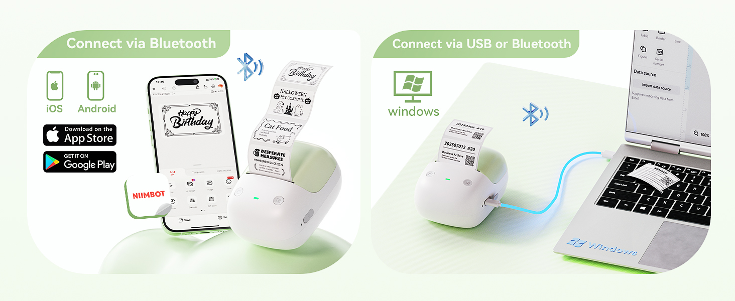 NIIMBOT B2 Label Maker Machine with Tape, Portable Bluetooth Label Printer with Multiple Templates