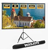 WASJOYE Proiector Screen with Stand 100" - 16:9 4K HD Portable Proiector Screen, 1.2 Gain Outdoor...