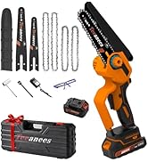 8-Inch Mini Chainsaw Cordless with 2×4.0AH Batteries - Electric Chain Saw Handheld for Tree Trimm...