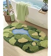 DEXI Moss Bath Mat, Ultra Thick Soft Green Bathroom Rug, Water Absorbent Non Slip Microfiber Rugs...