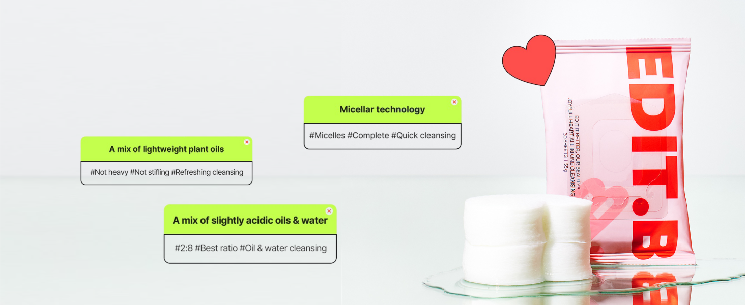EDITB joyfull heart all in one cleansing pad