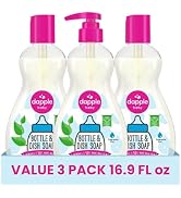 Dapple Baby Fragrance Free Bottle & Dish Soap - (3 Pack) 16.9 fl oz - Cleans Baby Bottles, Sippy ...