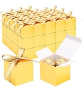 EUSOAR Small Gift Boxes with Lids, 60pcs 2x2x2 Inches Gold Candy Boxes Party Favor Box with Ribbo...