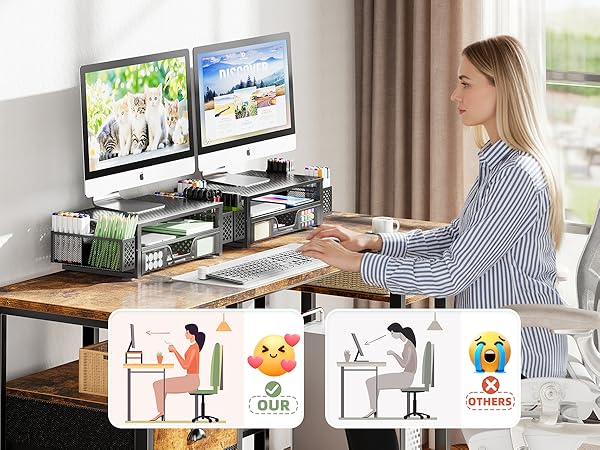 simple trending 2-tier monitor stand for desk office organization and storage