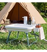 VILLEY Portable Camping Sink Station with Electric Faucet, Outdoor Hand Washing Station with Rech...