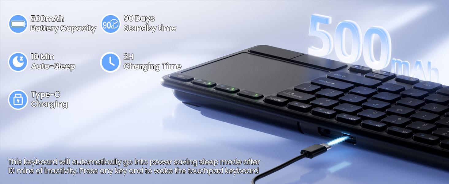 rechargeable keyboard with touchpad