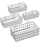 NOEAIKE 4 Pack Pegboard Baskets Hooks Set, Square Style 4 Size Peg Board Organizer Basket Bins Ac...
