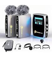 Wireless Lavalier Microphones for phones Cameras, Mini Mic Lapel Wireless Microphone with 20H Bat...