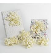 HUIHUANG Ivory Bows for Gift Wrapping, White Curly Ribbon Bows Self Adhesive Burst Gift Bow for P...