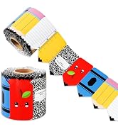 Whaline 65.6Ft Back to School Pencil Bulletin Board Border Composition Notebook Apples Crayon Die...