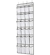SAVERHO Over The Door Shoe Organizer, Hanging Shoe Organizer with 24 Mesh Large Pockets Door Shoe...