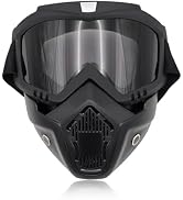 povtii Motorcycle Goggles, Windproof Dirt Bike Helmet Riding Goggles with Removable Face Mask, Mo...