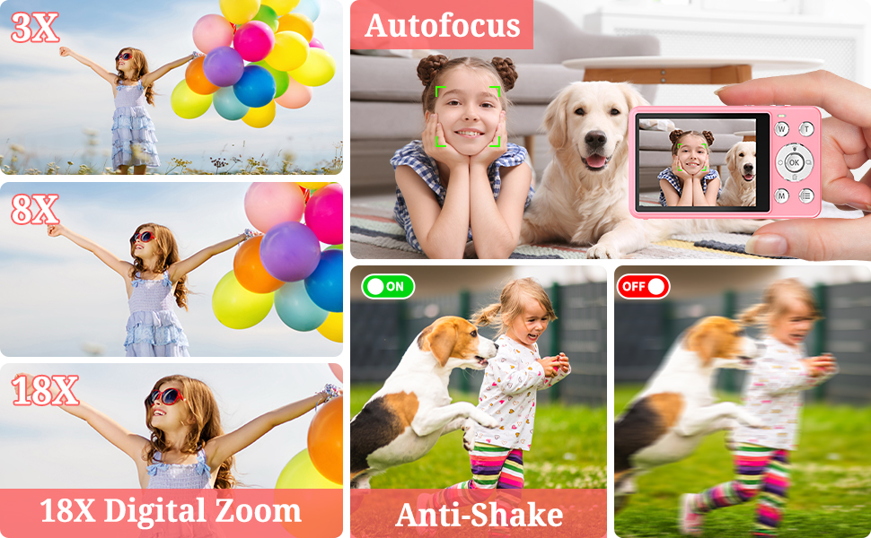 The digital camera captures high-clarity FHD 1080P videos and 64MP photos