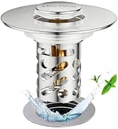 1.1"-2.36" Bathroom Stopper Stainless Steel Hair Catcher Silver 1 Pack | pop-up stopper with deta...