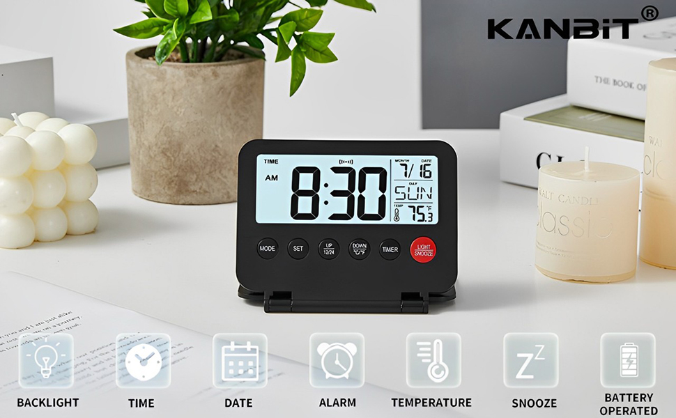 digital travel alarm clock battery operated