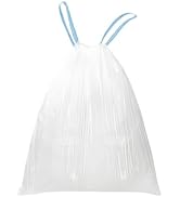WAIKAS 6 Gallon Trash Bags Drawstring, Pack of 35, Garbage Bags, 55x66cm, 9.5g/pcs, Unscented, White