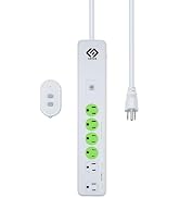 OSKOS Indoor 6-Outlet Energy-Saving Strip with Wireless Remote,100-Foot RF Range, Expandable Remo...