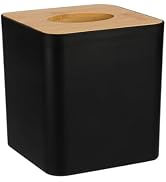 Sumnacon Square Tissue Box Cover - Farmhouse Cube Tissue Box Holder with Bamboo Lid Plate, Boho W...