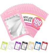 LOVOBAG 100PCS Mylar Bags Resealable Pink Small Smell Proof Bags 2.75x3.93 | Sealable Packaging B...