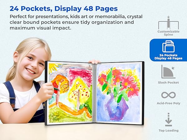Dunwell Presentation Book 9x12 V - 24 Pockets, Display 48 Pages