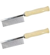 2Pcs Pet Grooming Comb for Long Haired Cats & Dogs - Stainless Steel Pin Teeth Wooden Handle Fur ...