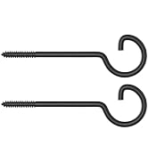 QTJUST Plant Hooks,2 Pack 6 Inch Bird Feeder Wall Hooks - Black Metal Screw Hooks for Hanging Pla...