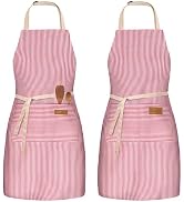 BeLuyi 2 Pack Adjustable Bib Apron with 2 Pockets Chef Cooking Kitchen Restaurant Aprons for Wome...