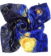Salutto Women Square Scarf Silk Van Gogh Painted Scarves