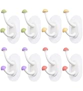 INCREWAY Adhesive Hooks, 8PCS Multi-Function Cute Mushroom Wall Hook Stick on Towel Holder Self A...