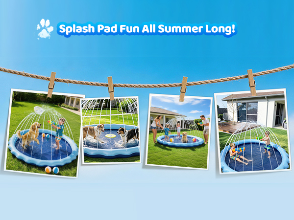 Meowant Splash Pad, Dog Pool, Not-Slip Sprinkler Play Mat