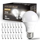 dalattin 24 Pack LED Bulbs Daylight White 5000K, 60 Watt Equivalent A19 Standard Bulbs, E26 Base,...