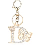 OKAICEN Gold Plated Alphabet Initial Letter Keyring Keychain for Women Girls Crystal Key Chains f...