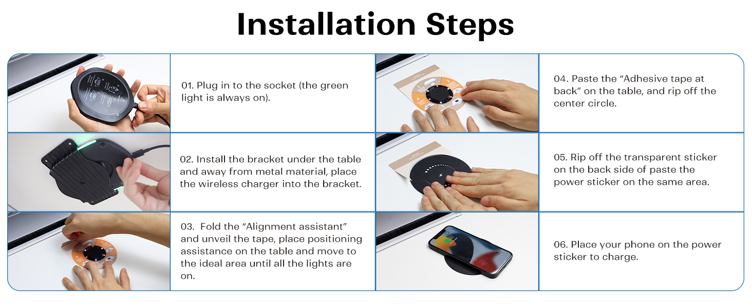 under desk wireless charger