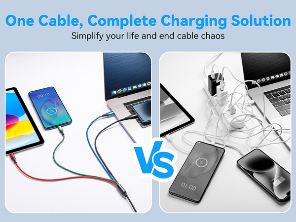 6 in 1 multi charging cord usbc charger cable usb type c cable usb lightning chargging cord