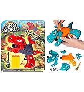 Dino World - Dinosaur Foam-Dart Guns (1 Gun) Build and Play Your Own Dinosaur Toy Guns - 6 Darts ...