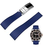 Juntan FKM Rubber Watch Strap for Men Women, 20mm 22mm Watch Band Fluororubber Rubber with Classi...