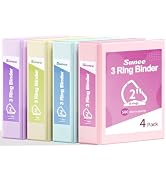 SUNEE 3 Ring Binder 2 Inch, Clear View Binder Three Ring PVC-Free (Fit 8.5x11 Inches) for School ...