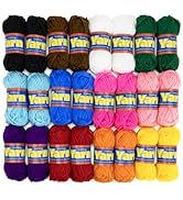 Hygloss Assorted Acrylic Yarn Set - 24 Mini Colorful Skeins - Crochet Yarn for Crocheting & Knitt...