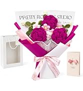 RIFOVN Crochet Flower Bouquet, Handmade red Knitted Flowers with Gift Bag and Card, Artificial Fl...