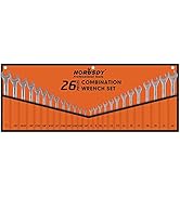 HORUSDY 26-Piece Durable Combination Wrench Set with Roll-up Pouch, Open End Wrench Set for Gener...