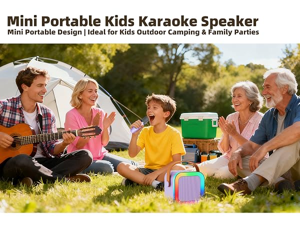 Kids Karaoke Machine for Ages 3-12, Portable Bluetooth Speaker with Two Wireless Microphones