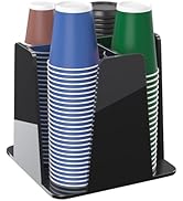 HOUSEDOMO Coffee Cup Organizer for Countertop - Rotating Plastic Cup Holder 4 Compartments Black ...