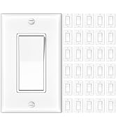 Amico 30 Pack Single Pole Light Switch with Wall Plate, UL Listed, 15A 120/277V, On/Off Rocker Pa...
